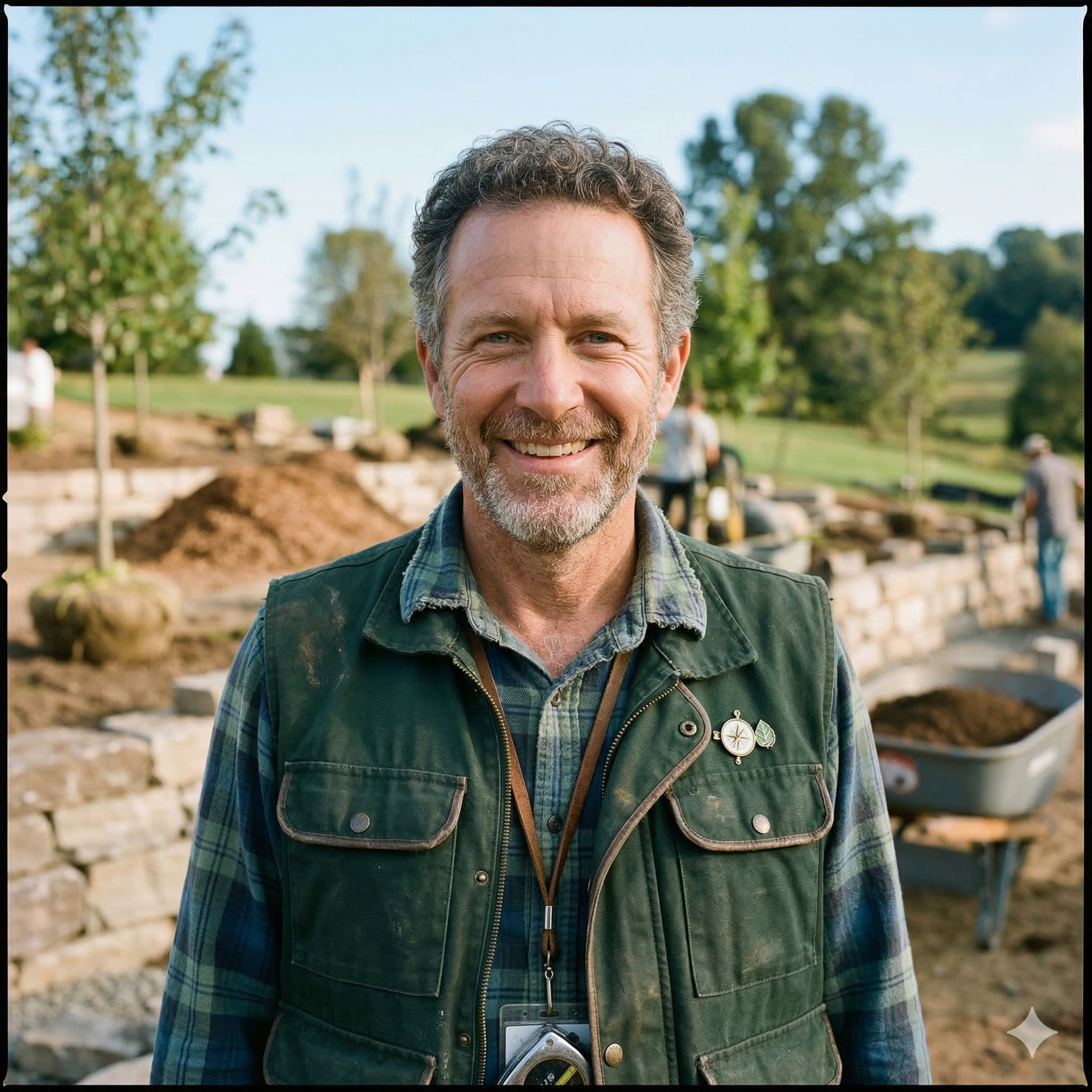 Landscape architect documenting site conditions on mobile app